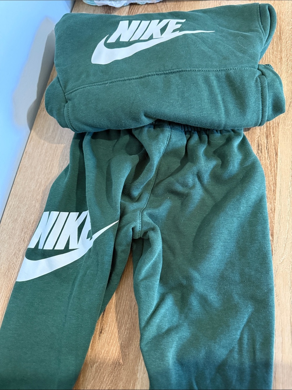 Nike Boys Dark Green Joggers with White Logo